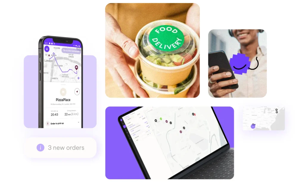 BiteBerry Delivery Management System dashboard with live courier tracking